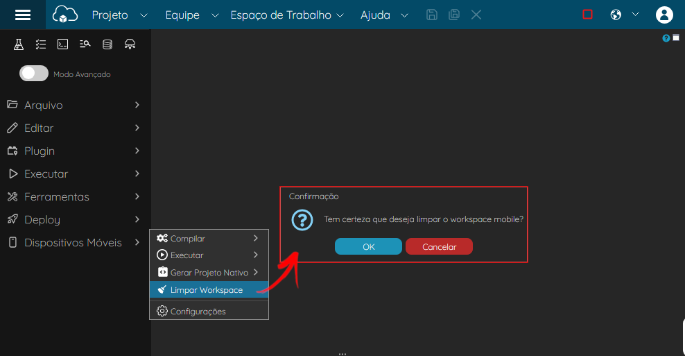 Cronapp3 > Menu Dispositivos Móveis > DispositivosMoveisLimparWorkspace.png